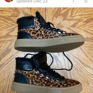 Leopard Print High-Top Sneakers